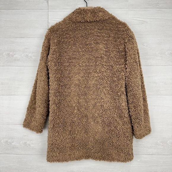 Aritzia Wilfred Free Plush Teddy Grete Faux Fur Jacket Small Tan One Button Coat - Picture 8 of 14